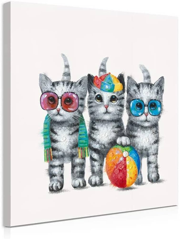 Amazon.co.jp: Kunstorner 猫 装飾画 三只猫 部屋飾り 絵画